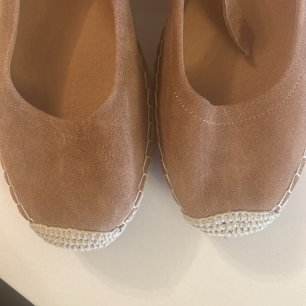 Crown Vintage Brown White Leather Round Cap Toe Espadrille Flats Size 10 - Picture 5 of 8